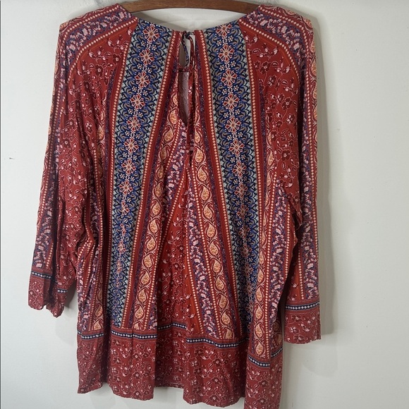 J JILL Paisley Floral Print Bateau Neck 3/4 Sleeve Boho Blouse Size Large - Picture 13 of 13